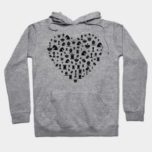 chess pieces heart runner rook pawn player gift Hoodie